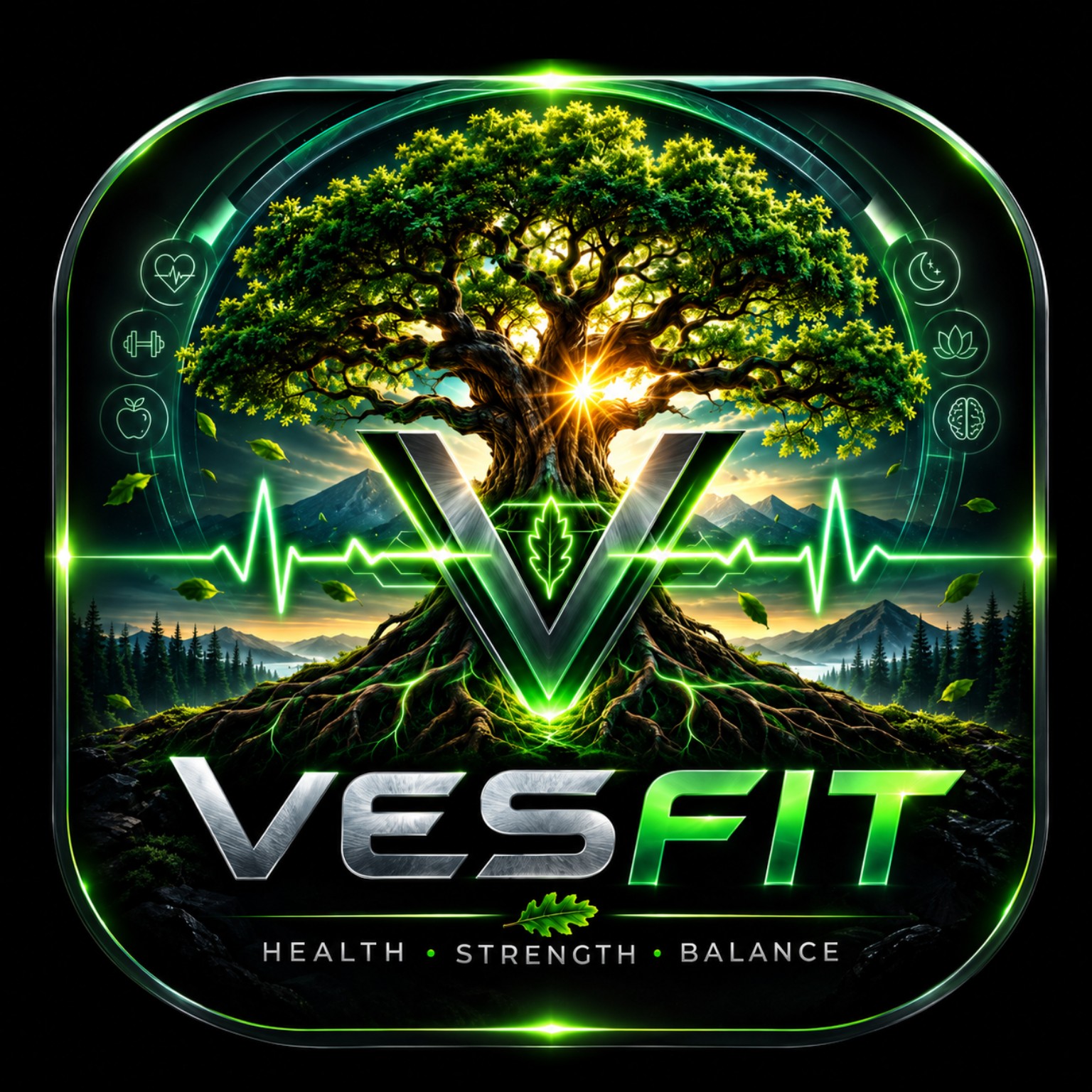 VESFIT oak tree emblem — Health, Strength, Balance